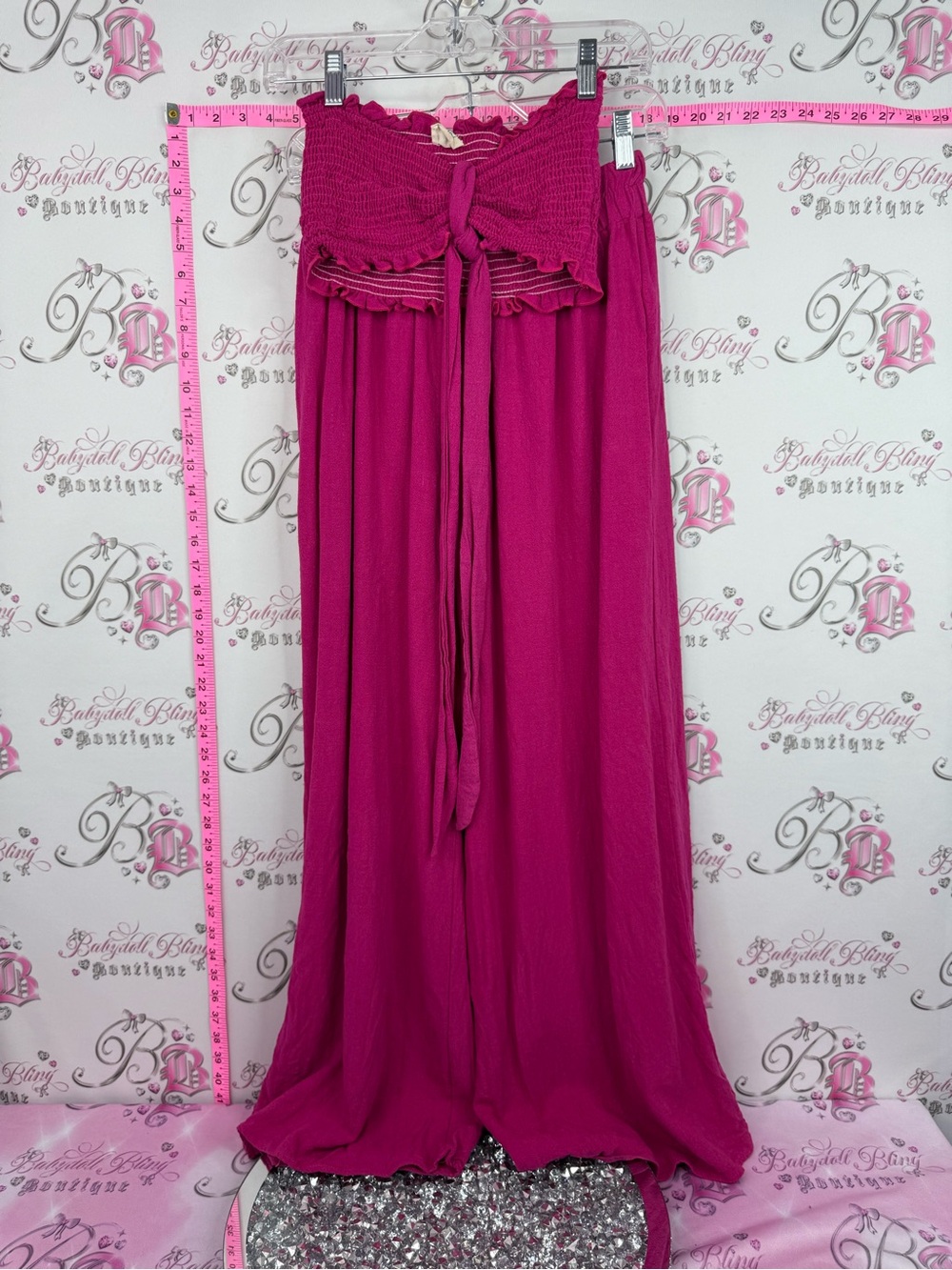 Blue buttercup 2 piece set pink Smocked High-Waist Maxi Skirt in Magenta